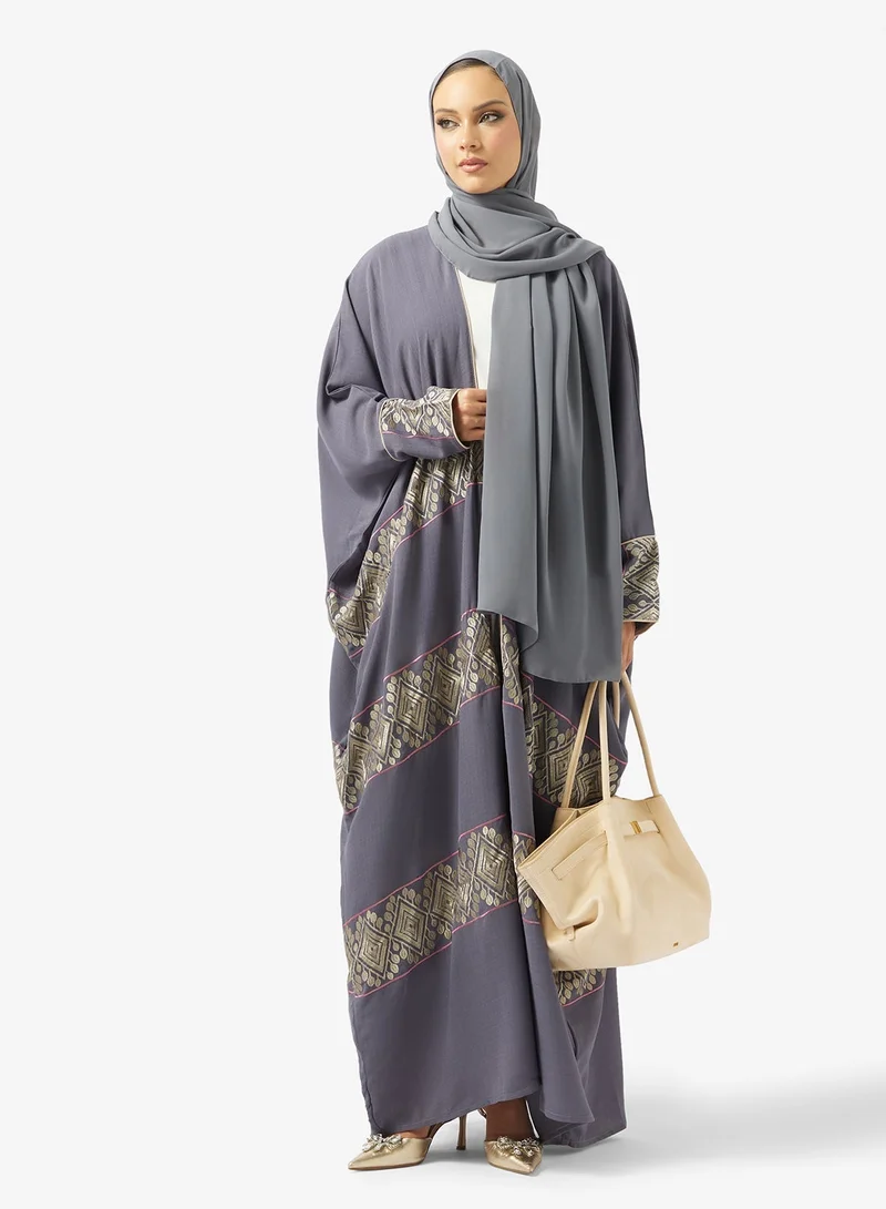 hayas closet  Embroidered Abaya With Sheila for Women | Best Price UAE